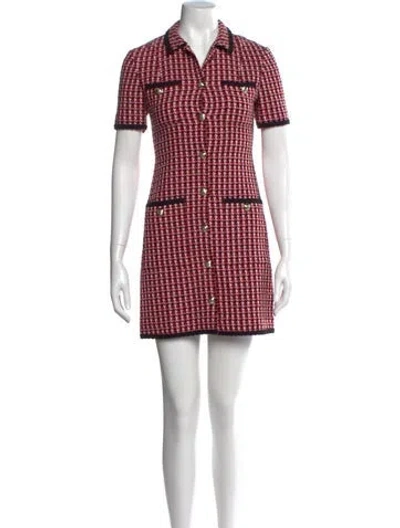 Pre-owned Maje Plaid Print Mini Dress In Pink