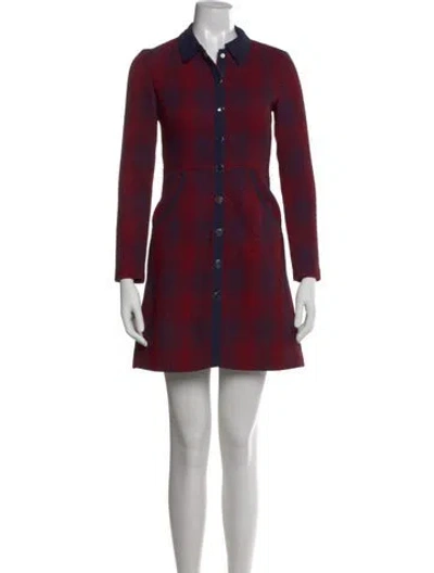 Pre-owned Maje Plaid Print Mini Dress In Red