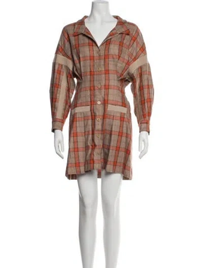 Pre-owned Maje Plaid Print Mini Dress W/ Tags In Brown