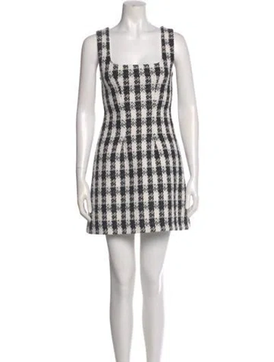 Pre-owned Maje Plaid Print Mini Dress W/ Tags In Neutral
