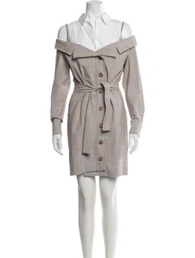 Pre-owned Maje Plaid Print Mini Dress W/ Tags In Neutral