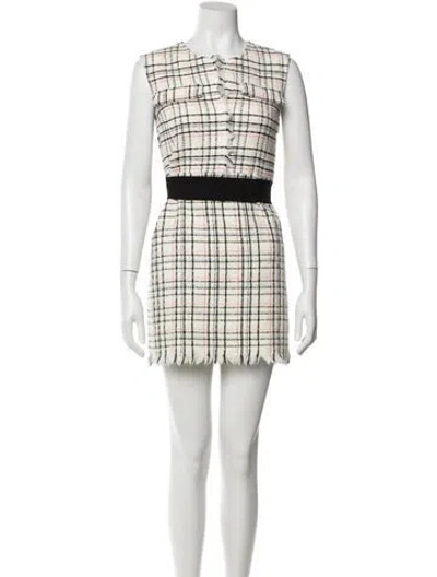 Pre-owned Maje Plaid Print Mini Dress In White