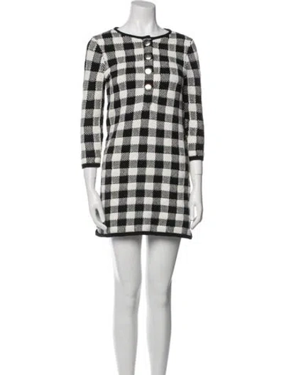Pre-owned Maje Plaid Print Mini Dress In White