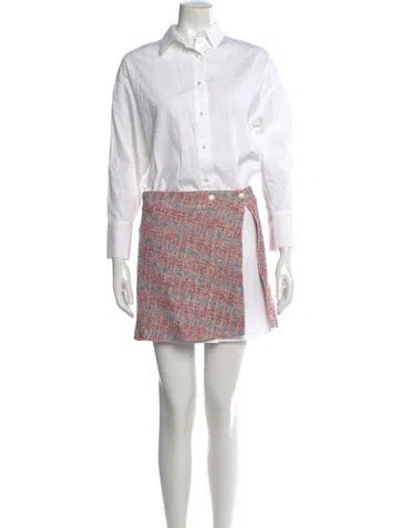 Pre-owned Maje Plaid Print Mini Dress In White