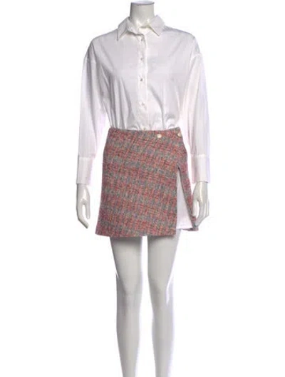 Pre-owned Maje Plaid Print Mini Dress In White