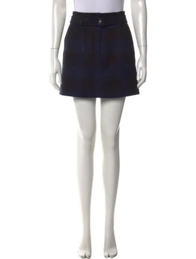 Pre-owned Maje Plaid Print Mini Shorts In Black