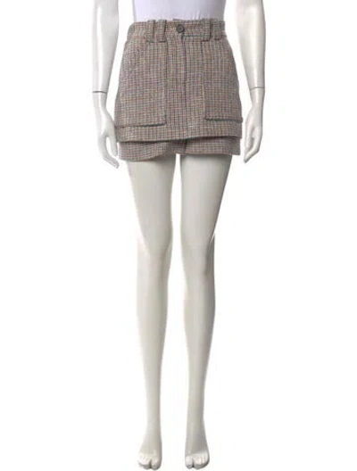Pre-owned Maje Plaid Print Mini Shorts In Blue