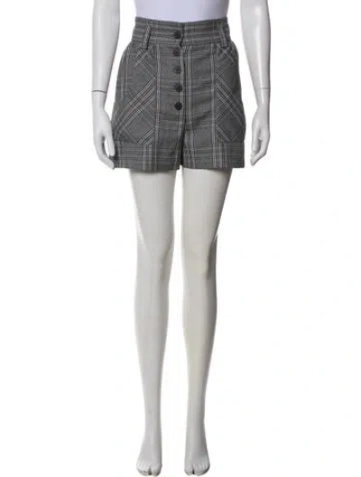 Pre-owned Maje Plaid Print Mini Shorts In Gray