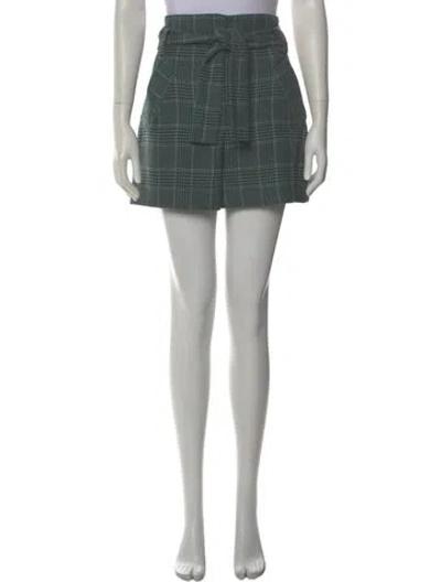 Pre-owned Maje Plaid Print Mini Shorts In Green