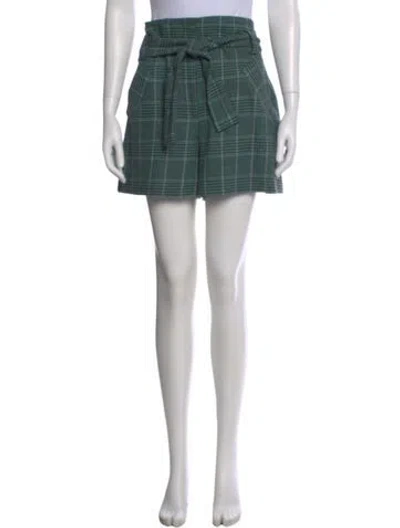 Pre-owned Maje Plaid Print Mini Shorts In Green