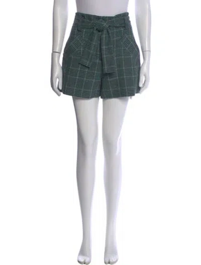 Pre-owned Maje Plaid Print Mini Shorts In Green