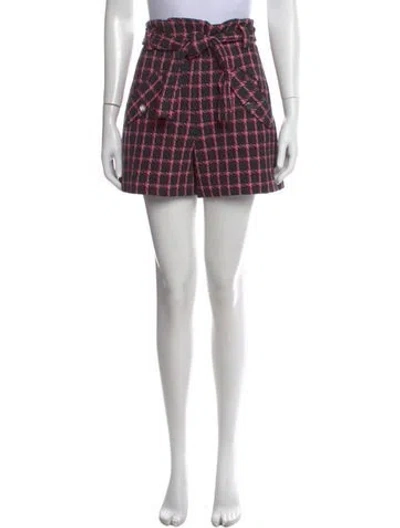 Pre-owned Maje Plaid Print Mini Shorts In Multi