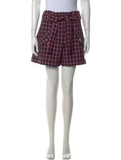 Pre-owned Maje Plaid Print Mini Shorts In Multi