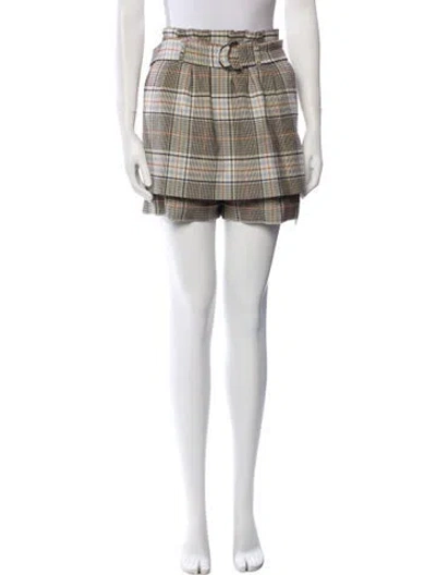 Pre-owned Maje Plaid Print Mini Shorts In Neutral
