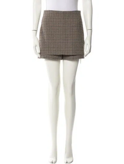 Pre-owned Maje Plaid Print Mini Shorts In Neutral
