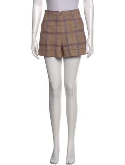 Pre-owned Maje Plaid Print Mini Shorts In Neutral