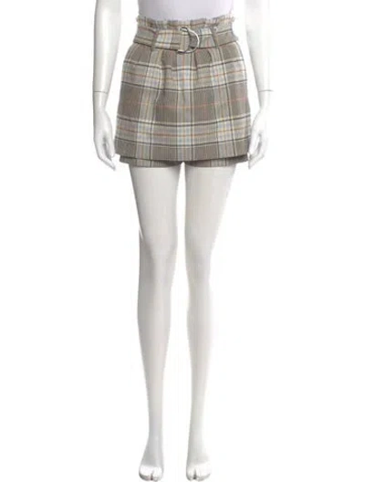 Pre-owned Maje Plaid Print Mini Shorts In Neutral