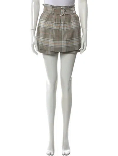 Pre-owned Maje Plaid Print Mini Shorts In Neutral