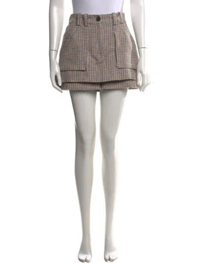Pre-owned Maje Plaid Print Mini Shorts W/ Tags In Blue