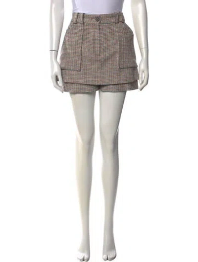 Pre-owned Maje Plaid Print Mini Shorts W/ Tags In Neutral