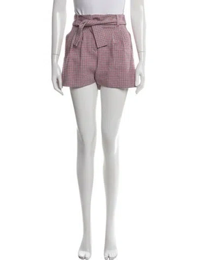 Pre-owned Maje Plaid Print Mini Shorts W/ Tags In Pink