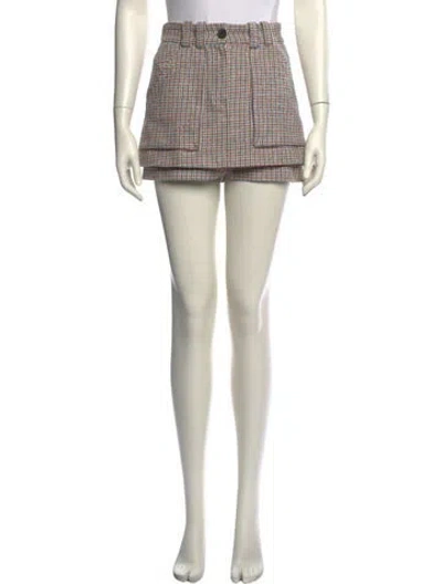 Pre-owned Maje Plaid Print Mini Shorts In White
