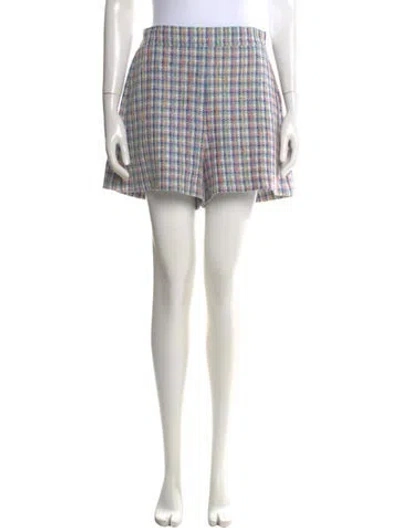 Pre-owned Maje Plaid Print Mini Shorts In White