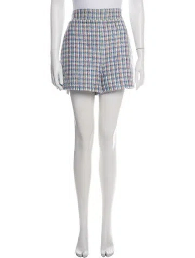 Pre-owned Maje Plaid Print Mini Shorts In White