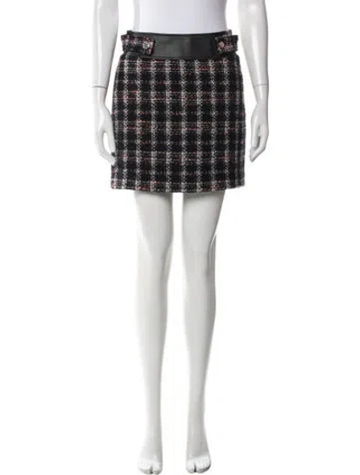 Pre-owned Maje Plaid Print Mini Skirt In Black