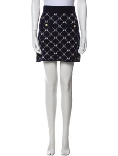 Pre-owned Maje Plaid Print Mini Skirt In Blue