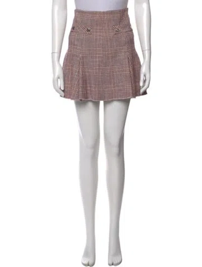 Pre-owned Maje Plaid Print Mini Skirt In Blue