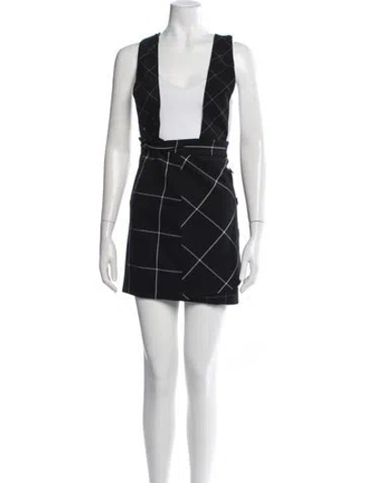 Pre-owned Maje Plaid Print Mini Skirt In Blue