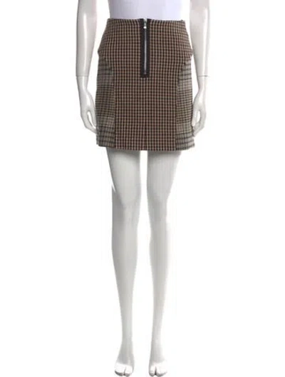 Pre-owned Maje Plaid Print Mini Skirt In Brown