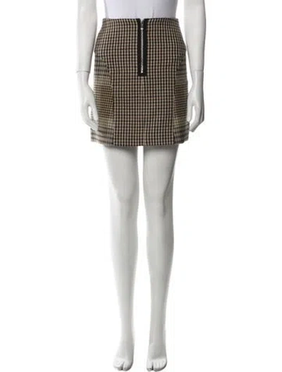 Pre-owned Maje Plaid Print Mini Skirt In Brown