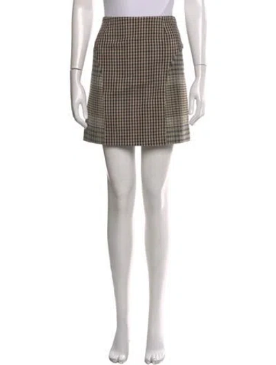 Pre-owned Maje Plaid Print Mini Skirt In Brown