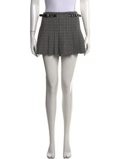 Pre-owned Maje Plaid Print Mini Skirt In Grey