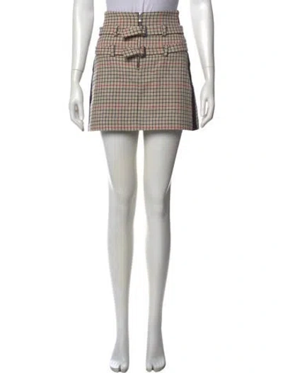Pre-owned Maje Plaid Print Mini Skirt In Neutral