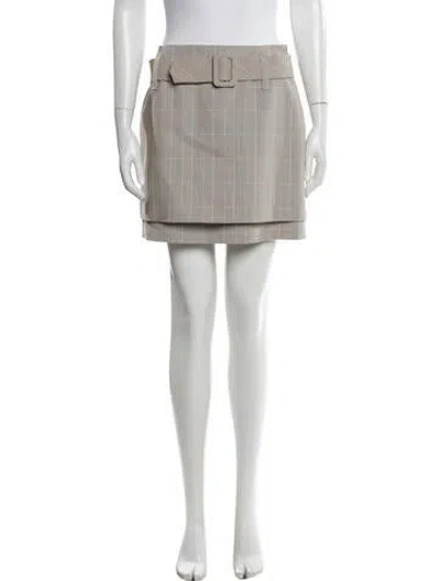 Pre-owned Maje Plaid Print Mini Skirt In Neutral