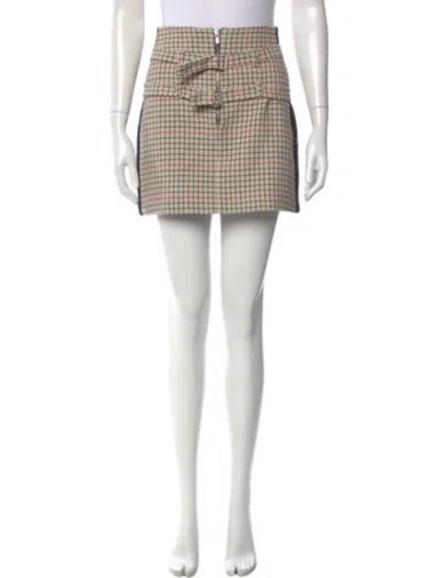 Pre-owned Maje Plaid Print Mini Skirt In Neutral