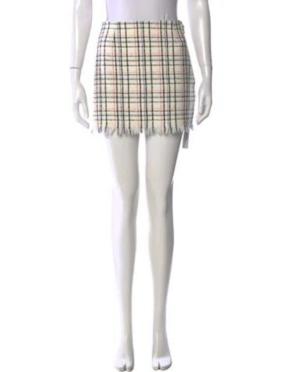 Pre-owned Maje Plaid Print Mini Skirt In Neutral