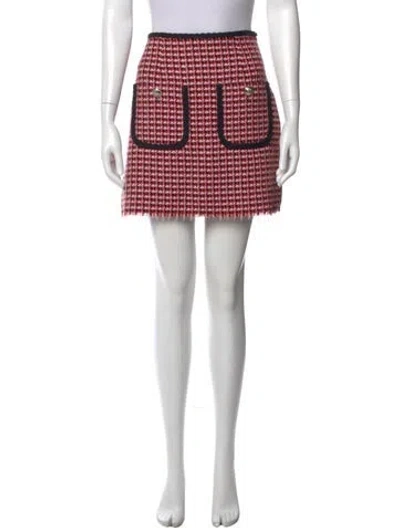 Pre-owned Maje Plaid Print Mini Skirt In Pink/red