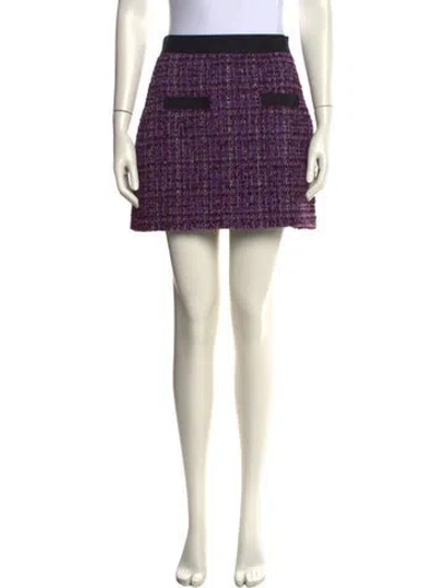 Pre-owned Maje Plaid Print Mini Skirt In Purple