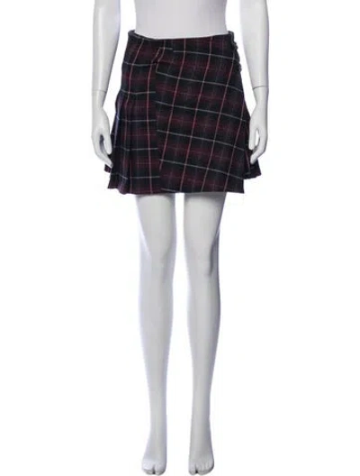 Pre-owned Maje Plaid Print Mini Skirt In Purple