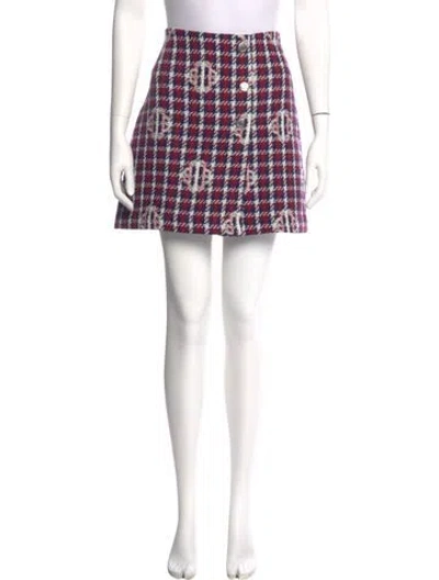 Pre-owned Maje Plaid Print Mini Skirt In Red
