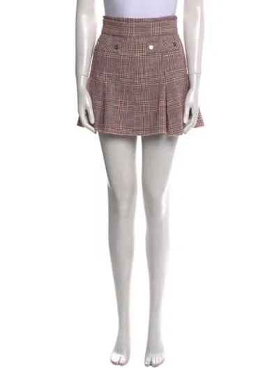 Pre-owned Maje Plaid Print Mini Skirt In Red