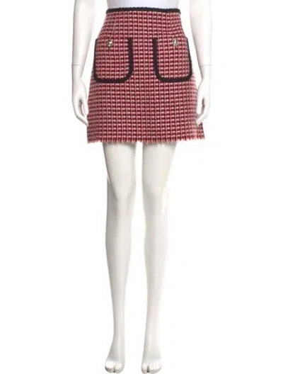 Pre-owned Maje Plaid Print Mini Skirt In Red