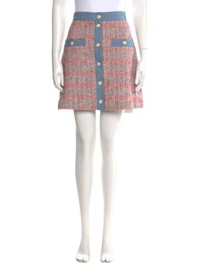 Pre-owned Maje Plaid Print Mini Skirt In Red