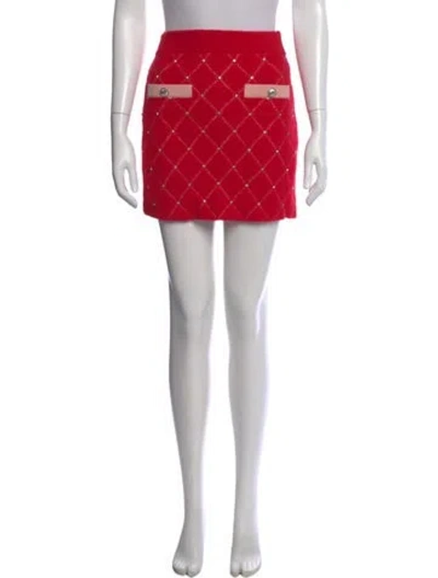 Pre-owned Maje Plaid Print Mini Skirt In Red