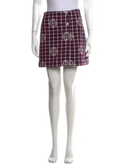 Pre-owned Maje Plaid Print Mini Skirt In Red