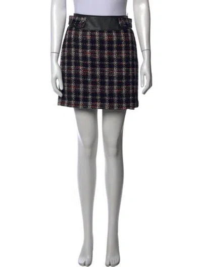 Pre-owned Maje Plaid Print Mini Skirt W/ Tags In Black